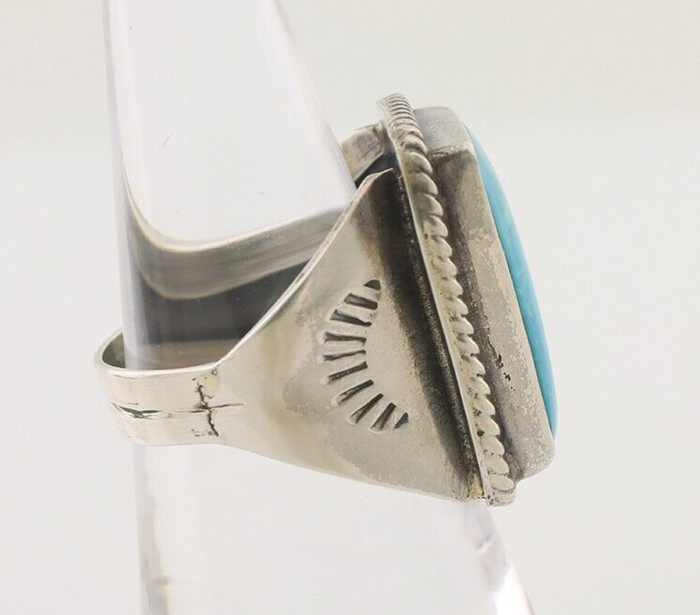 Navajo Ring 925 Silver Natural Turquoise Native American Artist C.80's