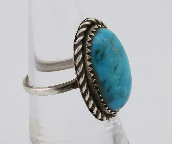 Navajo Ring 925 Silver Natural Turquoise Native American Artist C.80's