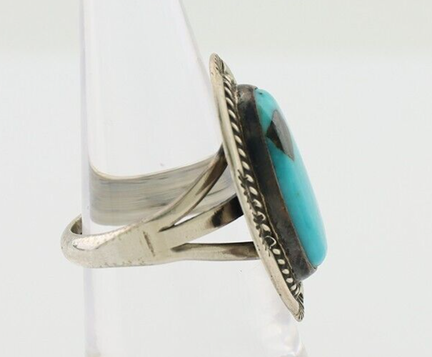 Navajo Ring 925 Silver Natural Turquoise Native American Artist C.80's
