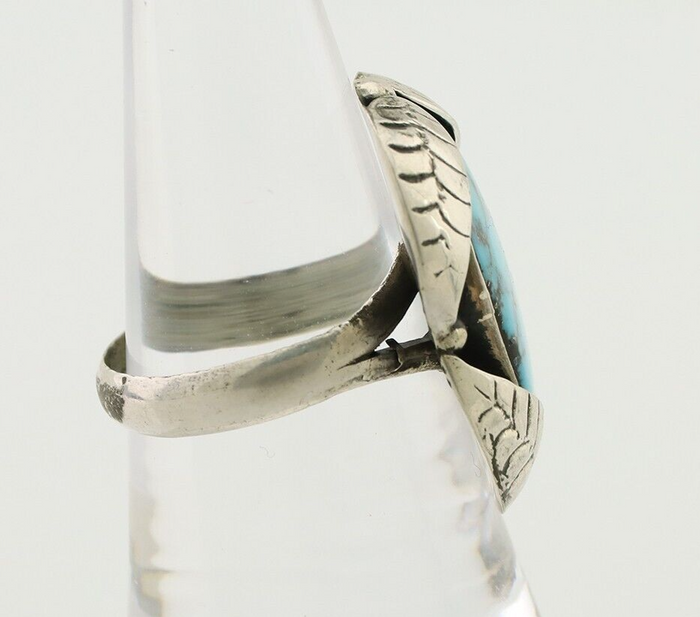 Navajo Ring 925 Silver Natural Turquoise Native American Artist C.80's