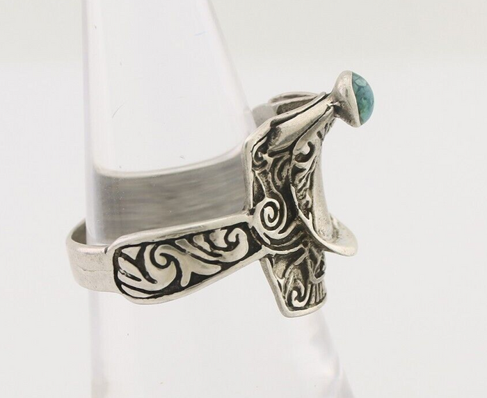 Navajo Ring 925 Silver Natural Turquoise Native American Artist C.80's