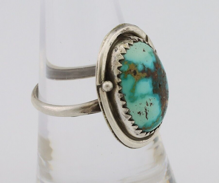 Navajo Ring 925 Silver Natural Turquoise Native American Artist C.80's