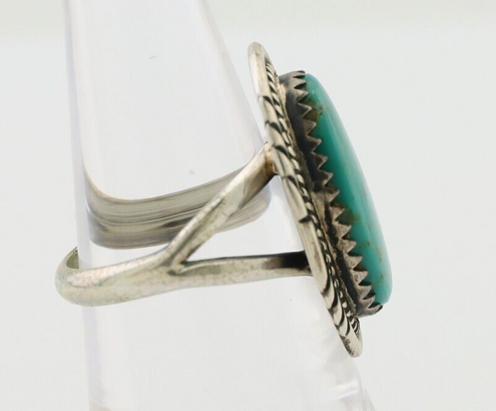 Navajo Ring 925 Silver Natural Turquoise Native American Artist C.80's