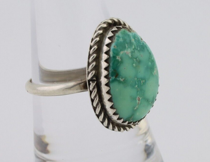 Navajo Ring 925 Silver Natural Turquoise Native American Artist C.80's