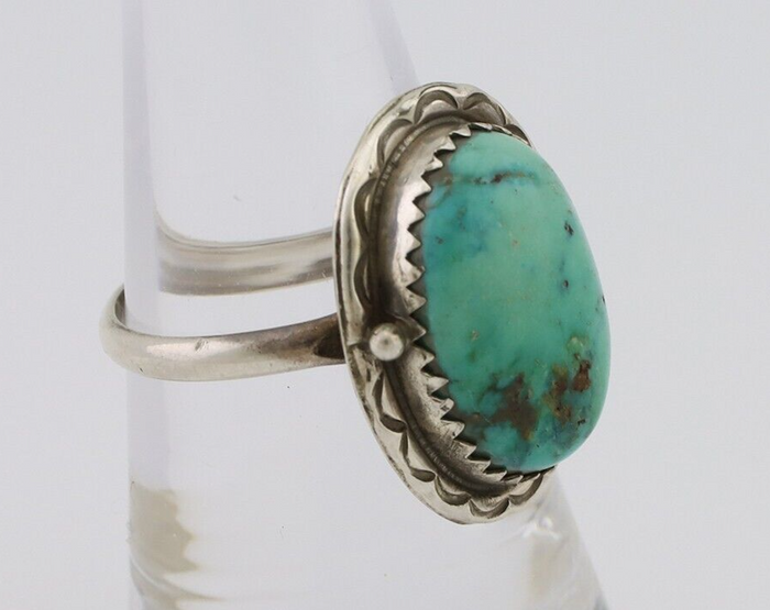 Navajo Ring 925 Silver Natural Turquoise Native American Artist C.80's