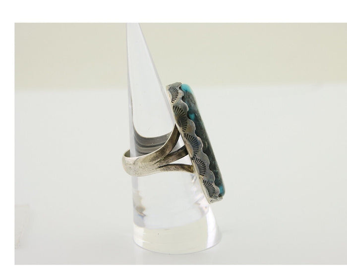 Navajo Ring 925 Silver Natural Turquoise Native American Artist C.80's