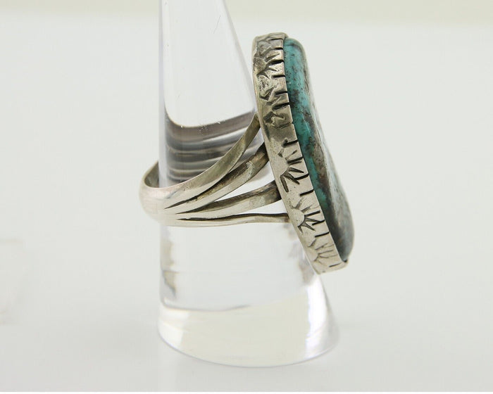 Navajo Ring 925 Silver Natural Turquoise Native American Artist C.80's