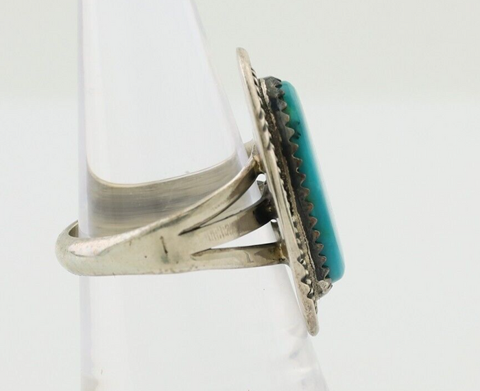 Navajo Ring 925 Silver Natural Turquoise Native American Artist C.80's
