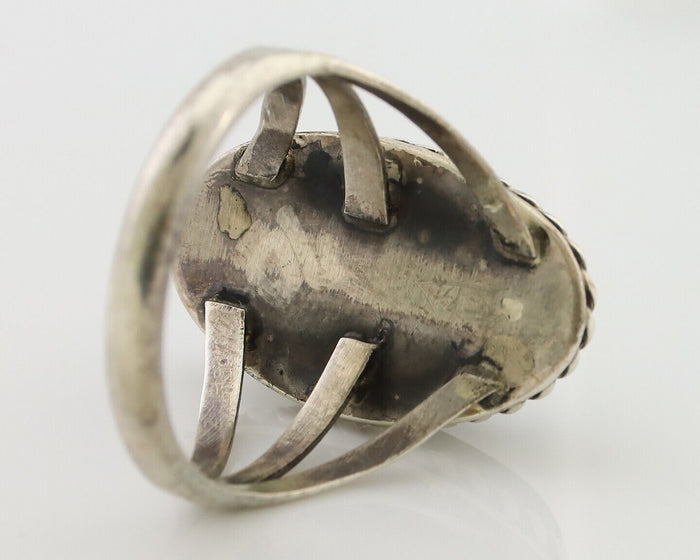 Navajo Ring 925 Silver Natural Turquoise Native American Artist C.80's