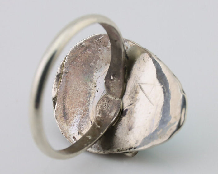 Navajo Ring 925 Silver Natural Turquoise Native American Artist C.80's