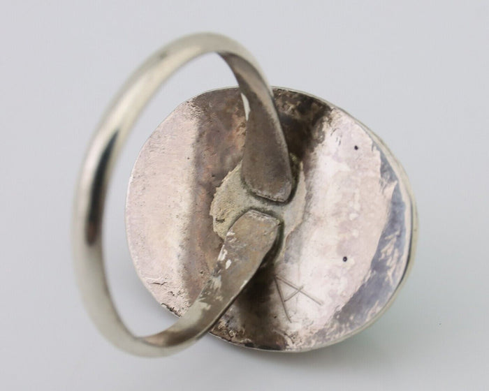 Navajo Ring 925 Silver Natural Turquoise Native American Artist C.80's