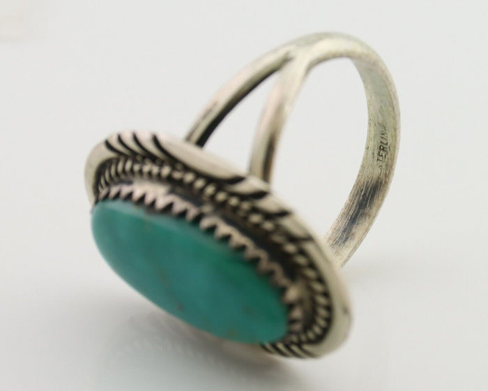 Navajo Ring 925 Silver Natural Turquoise Native American Artist C.80's