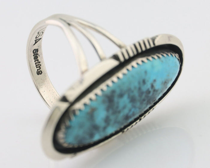 Navajo Ring 925 Silver Natural Turquoise Native American Artist C.80's