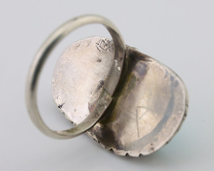 Navajo Ring 925 Silver Natural Turquoise Native American Artist C.80's