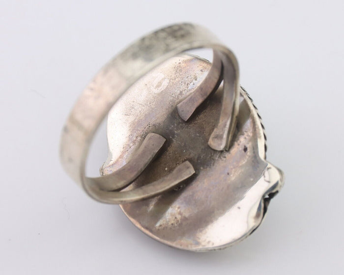 Navajo Ring 925 Silver Natural Turquoise Native American Artist C.80's
