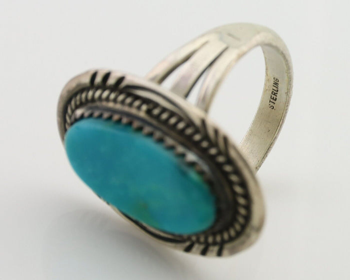 Navajo Ring 925 Silver Natural Turquoise Native American Artist C.80's