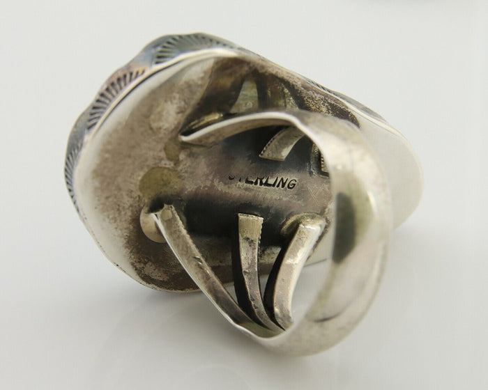 Navajo Ring 925 Silver Natural Turquoise Native American Artist C.80's