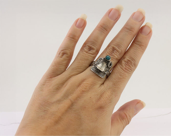 Navajo Ring 925 Silver Natural Turquoise Native American Artist C.80's