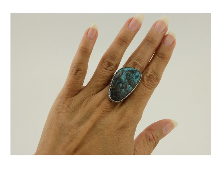Navajo Ring 925 Silver Natural Turquoise Native American Artist C.80's