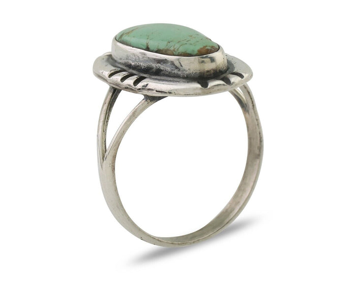 Navajo Ring 925 Silver Natural Turquoise Native American Artist Signed C.80's
