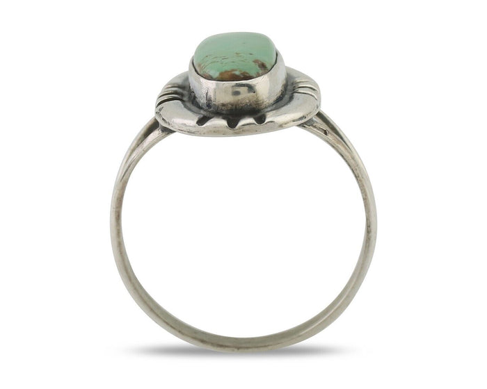 Navajo Ring 925 Silver Natural Turquoise Native American Artist Signed C.80's