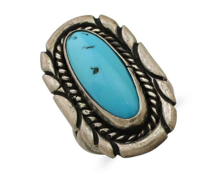 Navajo Ring 925 Silver Natural Turquoise Native American Artist Size 6.0 C.80's