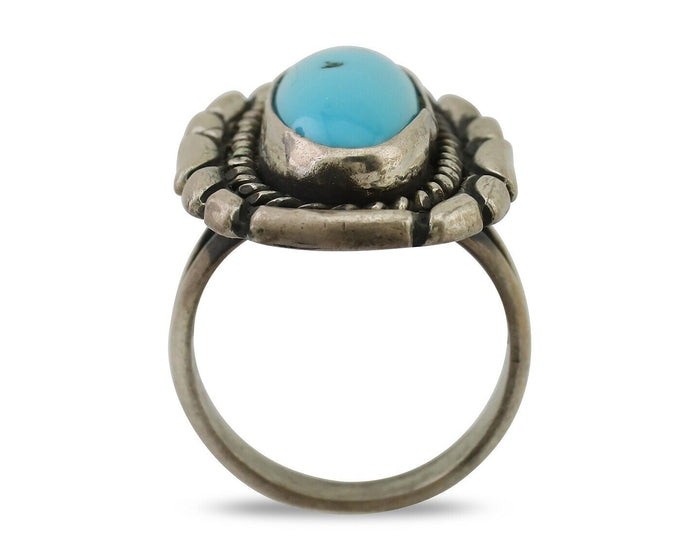 Navajo Ring 925 Silver Natural Turquoise Native American Artist Size 6.0 C.80's