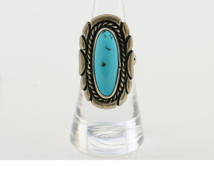 Navajo Ring 925 Silver Natural Turquoise Native American Artist Size 6.0 C.80's