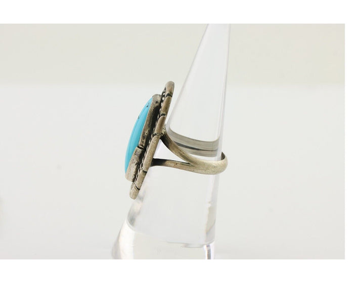 Navajo Ring 925 Silver Natural Turquoise Native American Artist Size 6.0 C.80's