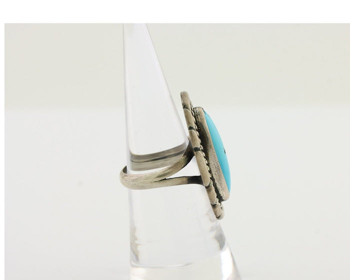 Navajo Ring 925 Silver Natural Turquoise Native American Artist Size 6.0 C.80's