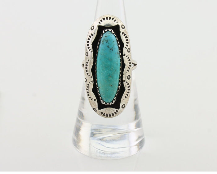 Navajo Ring 925 Silver Natural Turquoise Native American Artist Size 6.75 C.80's