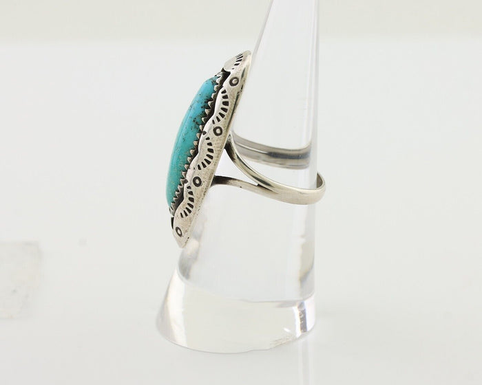 Navajo Ring 925 Silver Natural Turquoise Native American Artist Size 6.75 C.80's
