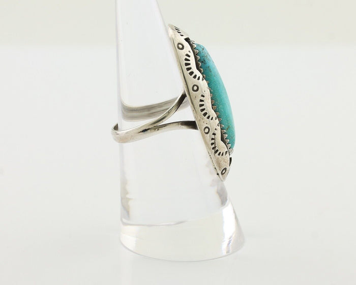 Navajo Ring 925 Silver Natural Turquoise Native American Artist Size 6.75 C.80's