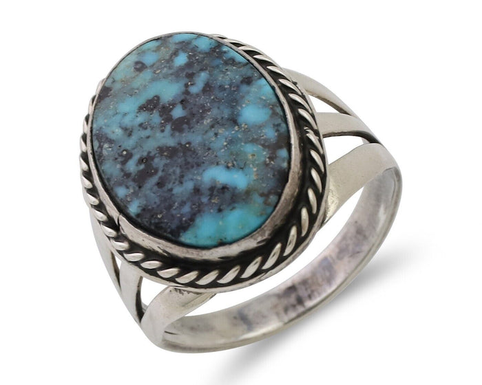 Navajo Ring 925 Silver Natural Turquoise Native American Artist Size 7.25 C.80's