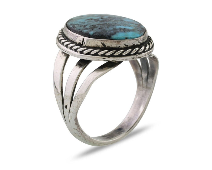 Navajo Ring 925 Silver Natural Turquoise Native American Artist Size 7.25 C.80's