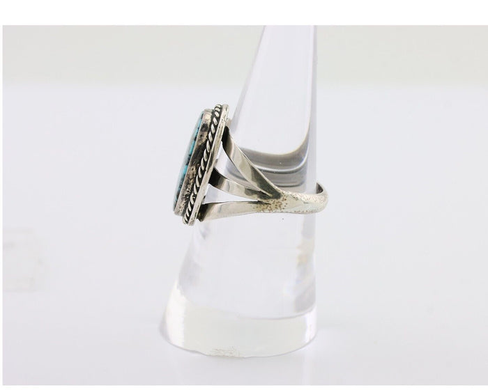 Navajo Ring 925 Silver Natural Turquoise Native American Artist Size 7.25 C.80's