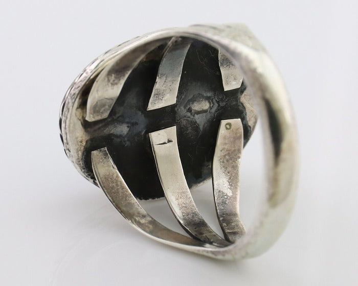 Navajo Ring 925 Silver Natural Turquoise Native American Artist Size 7.25 C.80's