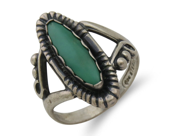 Navajo Ring 925 Silver Natural Turquoise Signed Kachina Signed 6.0
