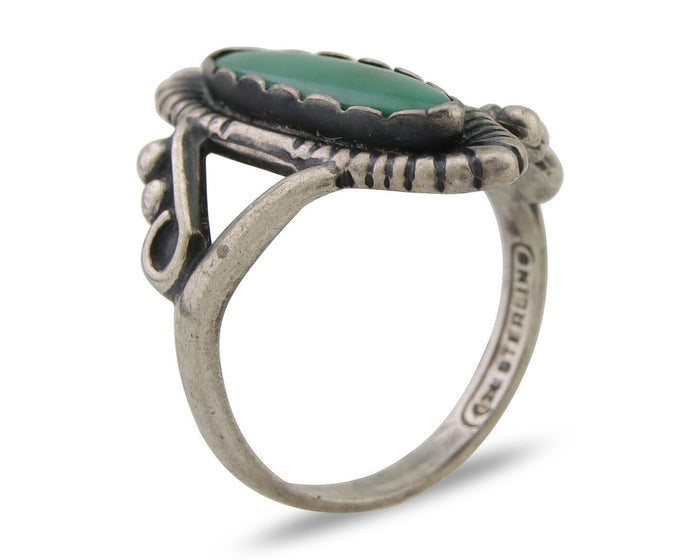 Navajo Ring 925 Silver Natural Turquoise Signed Kachina Signed 6.0