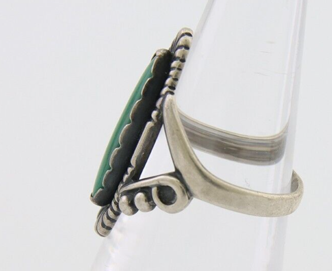 Navajo Ring 925 Silver Natural Turquoise Signed Kachina Signed 6.0
