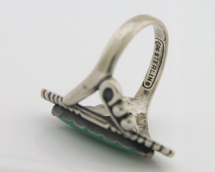 Navajo Ring 925 Silver Natural Turquoise Signed Kachina Signed 6.0