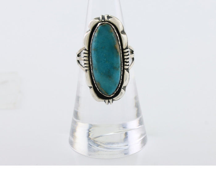 Navajo Ring 925 Silver Natural Turquoise Signed L Yazzie Size 6.25 C.80's