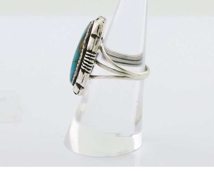 Navajo Ring 925 Silver Natural Turquoise Signed L Yazzie Size 6.25 C.80's