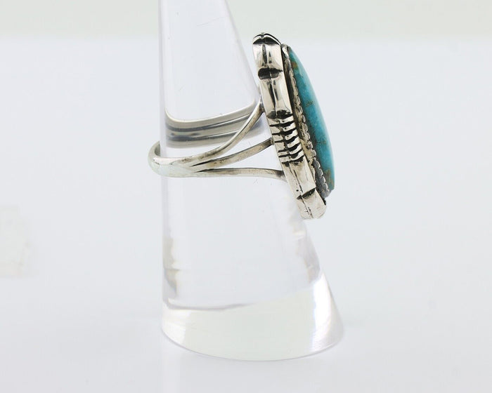 Navajo Ring 925 Silver Natural Turquoise Signed L Yazzie Size 6.25 C.80's