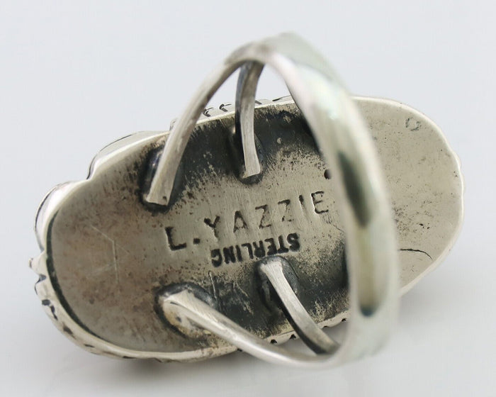 Navajo Ring 925 Silver Natural Turquoise Signed L Yazzie Size 6.25 C.80's