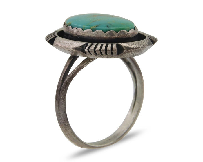 Navajo Ring 925 Silver Natural Turquoise Signed Leonard & Marian Nez C.80's