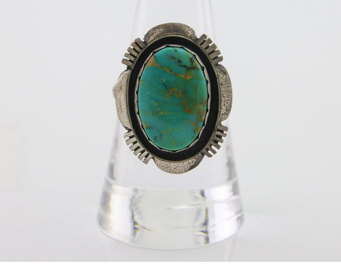 Navajo Ring 925 Silver Natural Turquoise Signed Leonard & Marian Nez C.80's