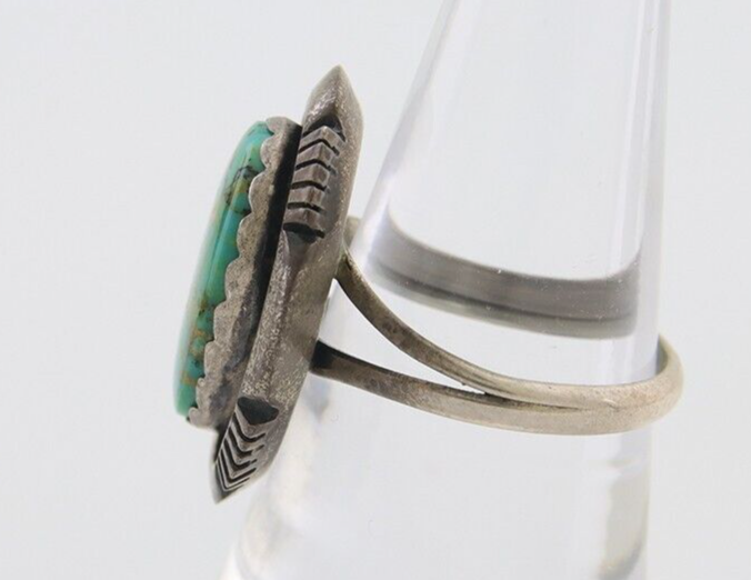 Navajo Ring 925 Silver Natural Turquoise Signed Leonard & Marian Nez C.80's