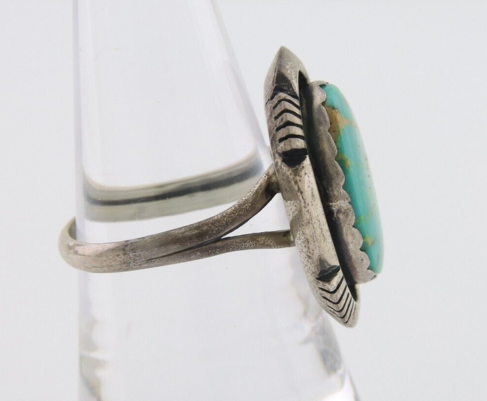 Navajo Ring 925 Silver Natural Turquoise Signed Leonard & Marian Nez C.80's