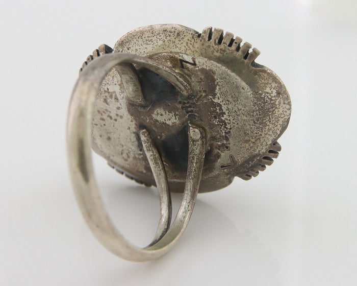 Navajo Ring 925 Silver Natural Turquoise Signed Leonard & Marian Nez C.80's